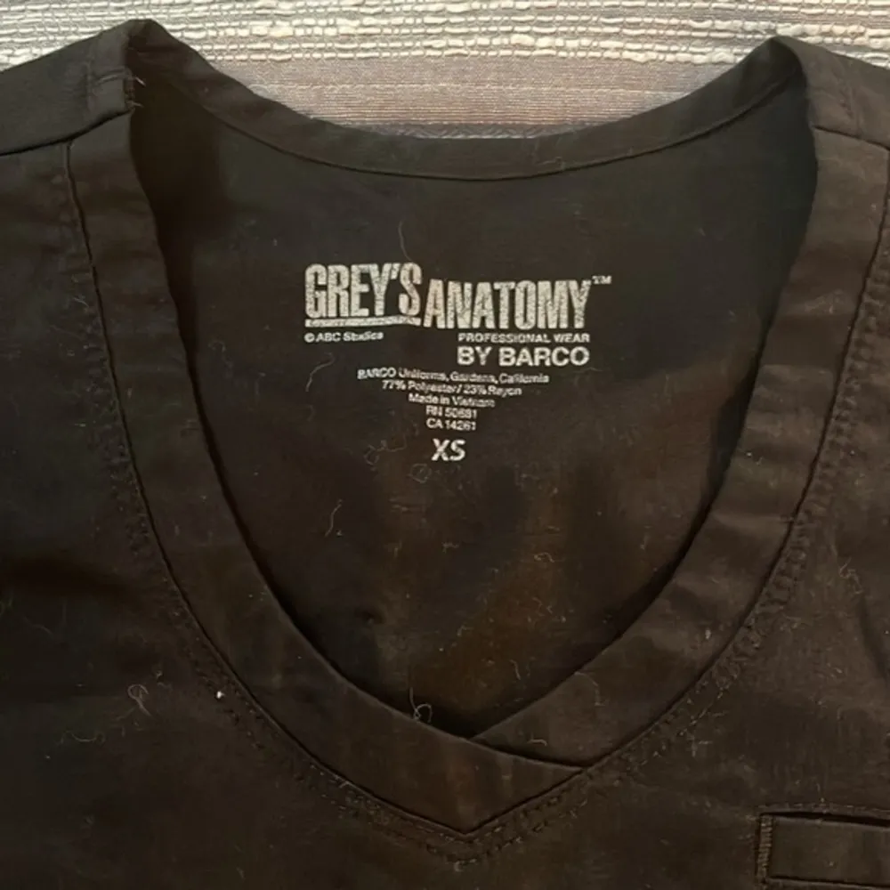 Grey's Anatomy by Barco Black Medical Hospital Nurse Scrub Top Size XS EUC #6327 - Image 5