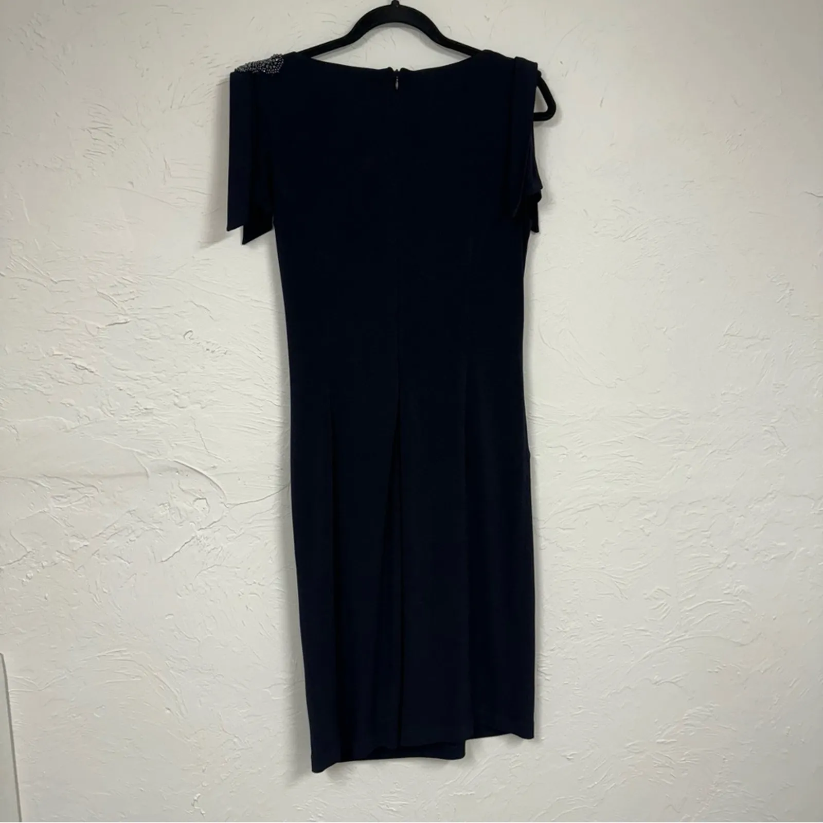 David Meister Navy Blue Formal Dress Womens 8 Knee Length Sequined Shoulder - Image 10