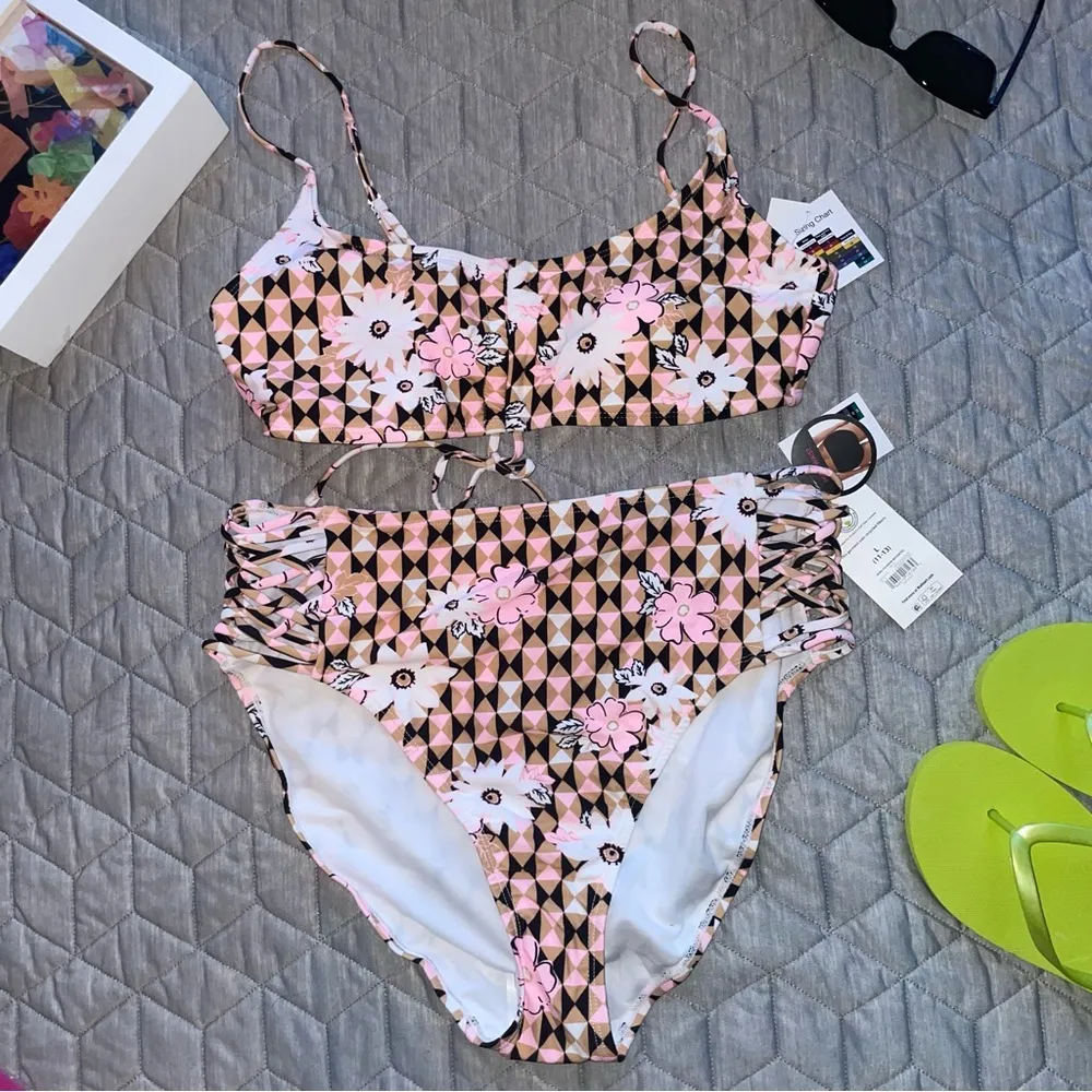 NWT Nobo swimsuit Mod Floral Cinch Front Bralette Top & bottom size large - Image 8