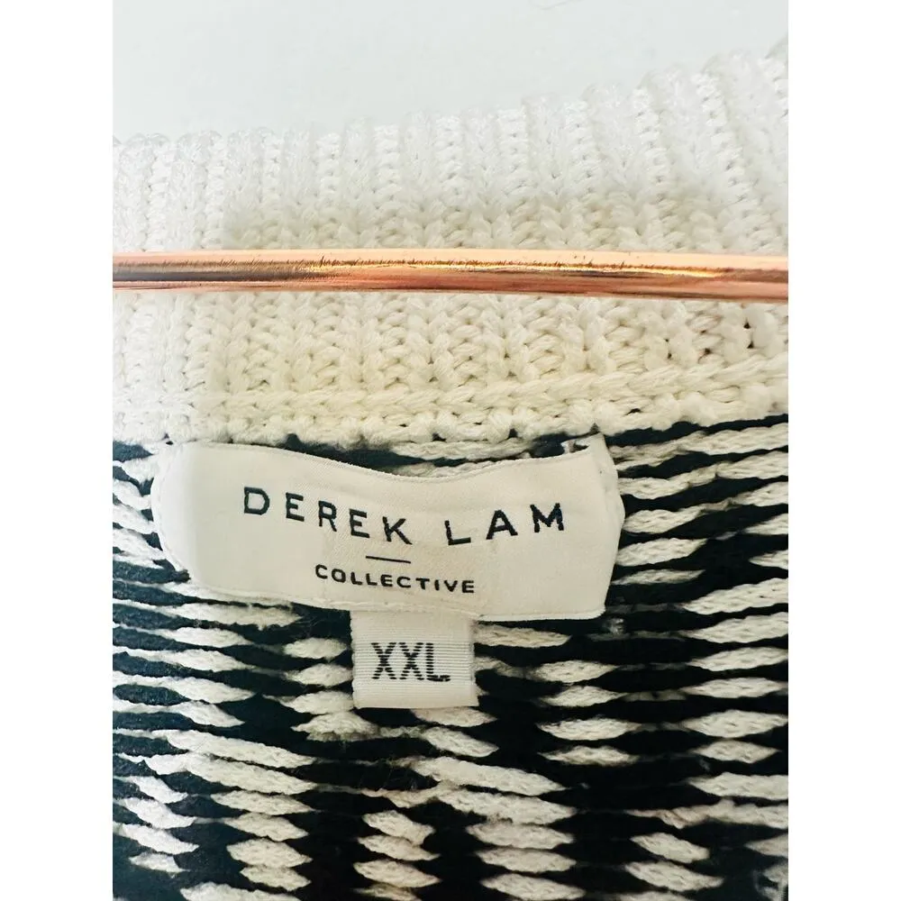 DEREK LAM 10 Crosby Sawyer Black Ivory Long Sleeves Gold Button Sweater Size XXL - Image 12