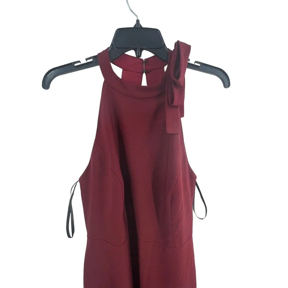 After Six Bow Neck Open Back Trumpet Gown Cabernet 14 New - Image 3