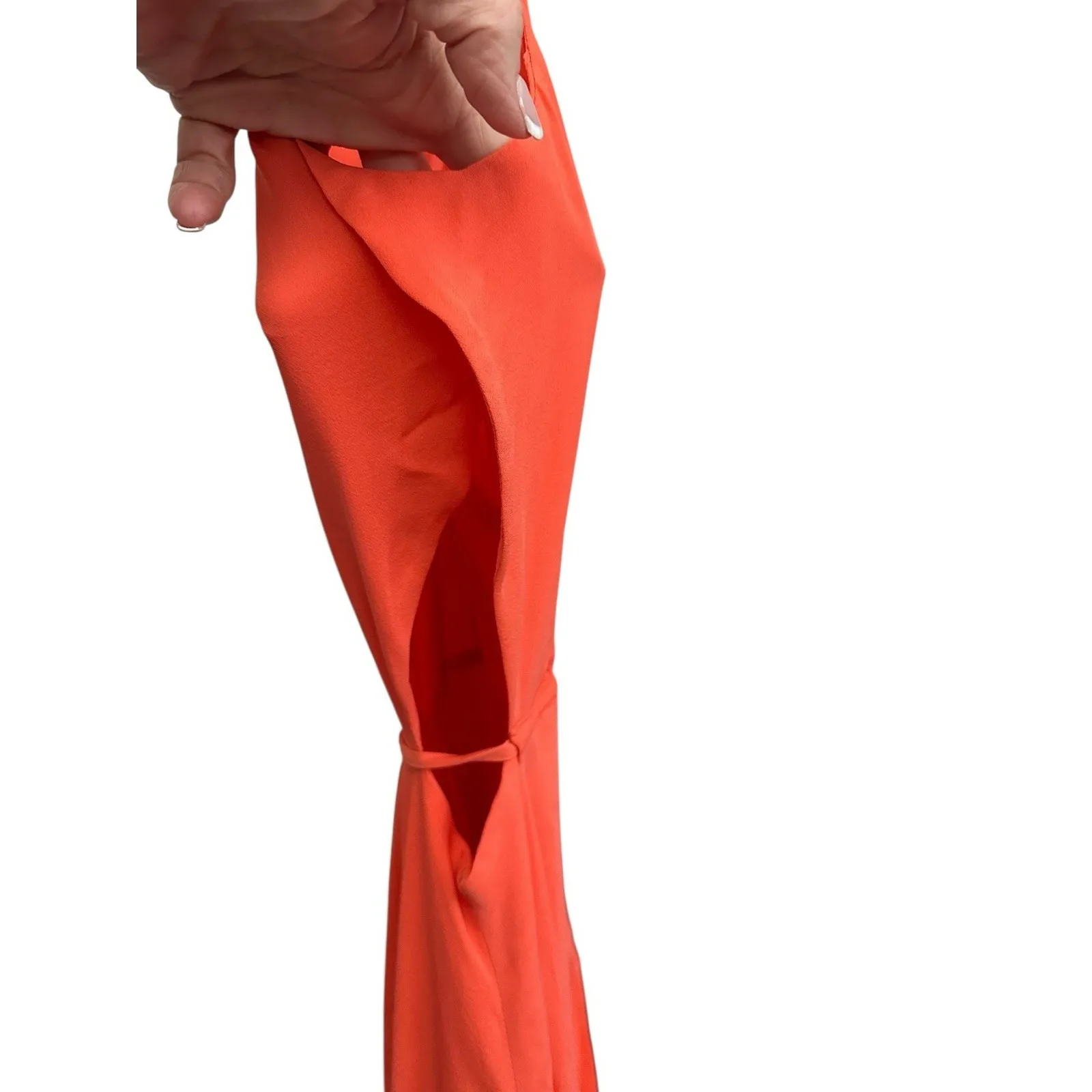 Rebecca Minkoff Wrap Midi Dress‎ Orange Size XS Sleeveless Open Sides C8-0 - Image 6