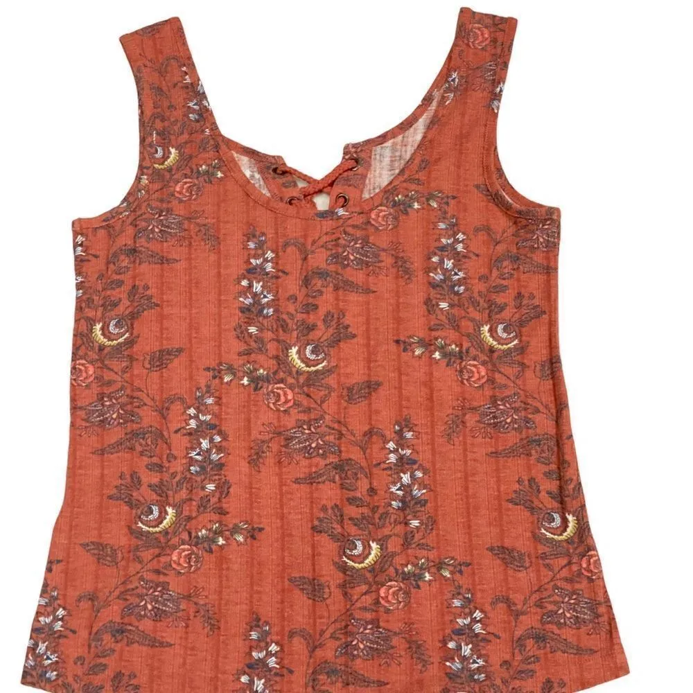 Maurice’s Ribbed Floral Lace Up Tank Top Size Small - Image 4