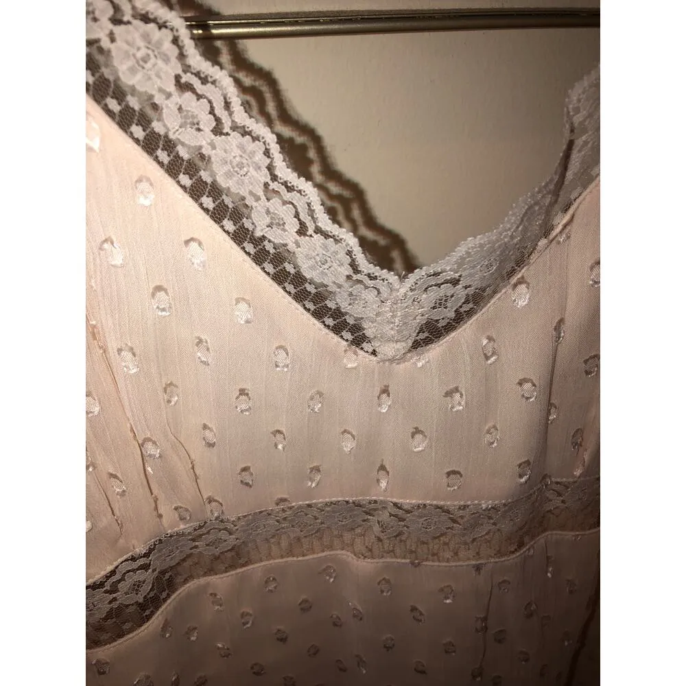 Band of the Free NWT Womens Amalie Lace Slip Ivory Blush Sheer Midi Dress S Pink - Image 5