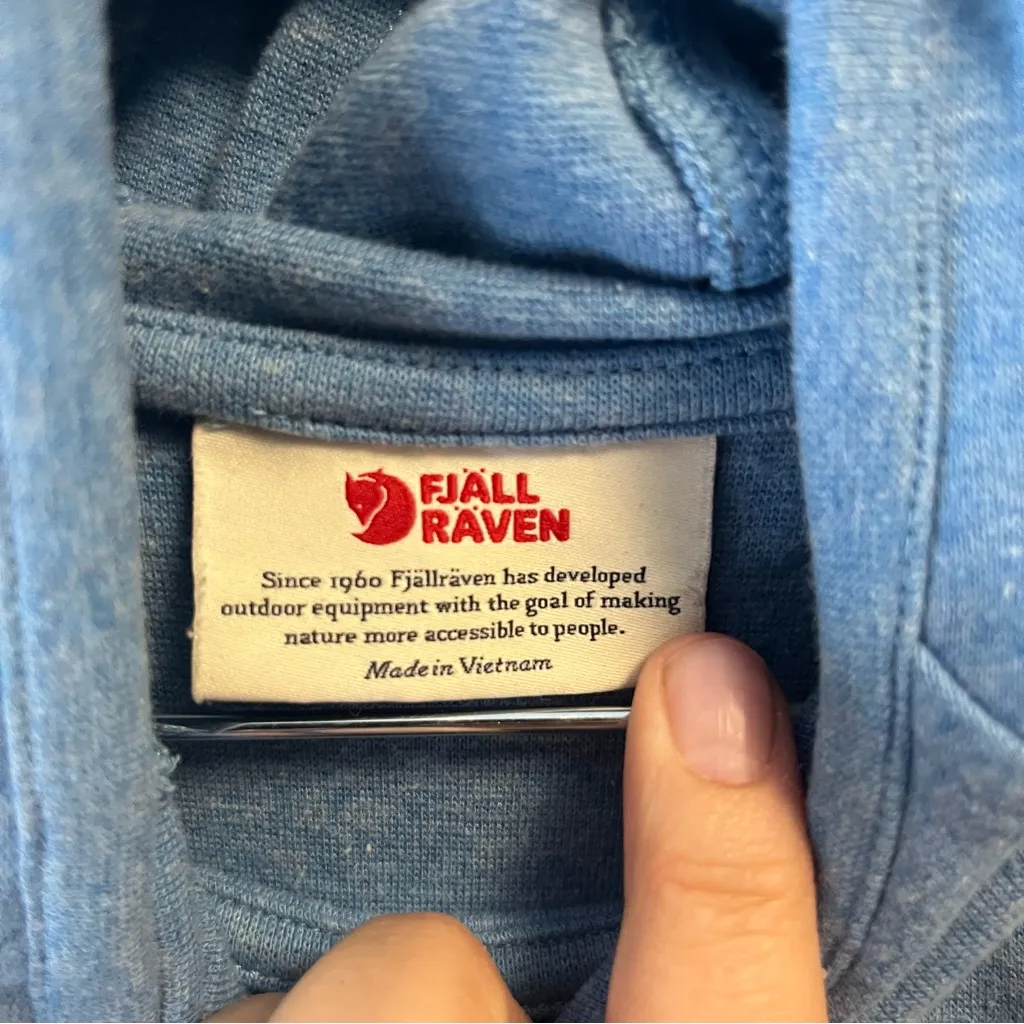 Fjallraven Hoodie Heathered Blue High Coast Hoodie XXS GUC Sweatshirt w/ Pocket - Image 6