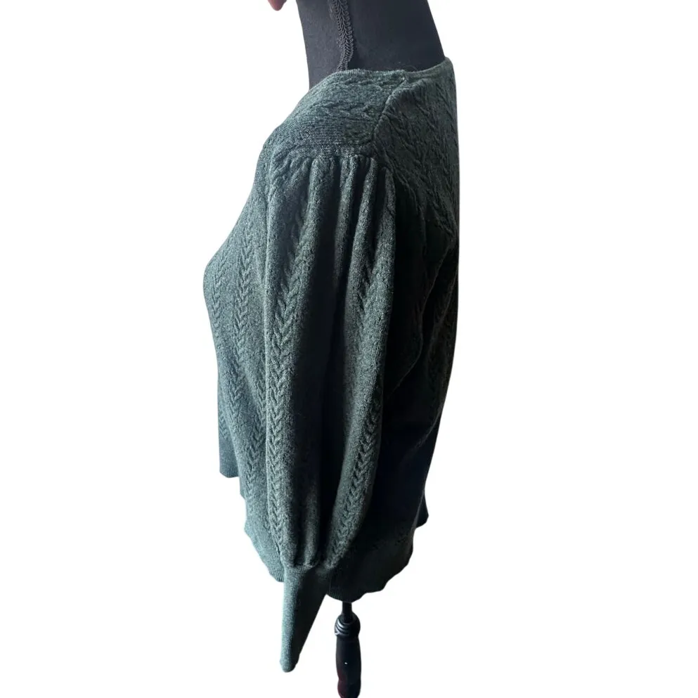 Adrianna Papell Green Cable Knit Pullover Sweater – Size L - Image 4