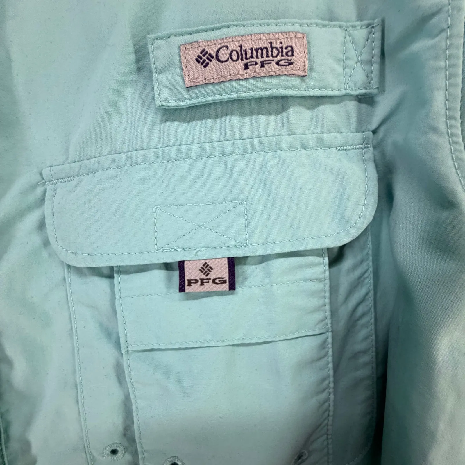 Columbia PFG Bahama Fishing Shirt Womens M Blue Tactel Nylon UPF30 Vented Hiking - Image 4