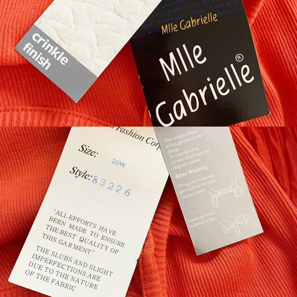 Mlle Gabrielle Dress Orange Maxi 20W Stretch Top Crinkle Finish Beaded New - Image 75