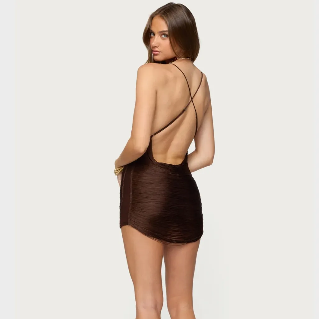 Edikted Brown Mini Dress - Image 4