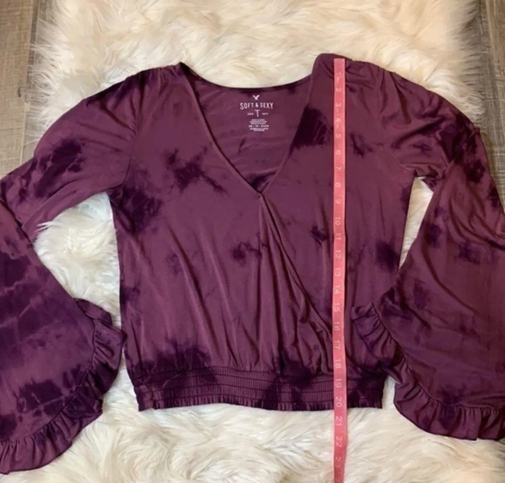 American Eagle Soft & Sexy stretch wrap bell sleeve top XS - Image 10