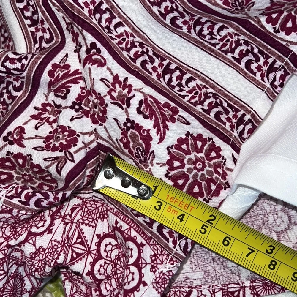 altar'd state small bohemian romper deep v-neck purple white long sleeves flowy - Image 8