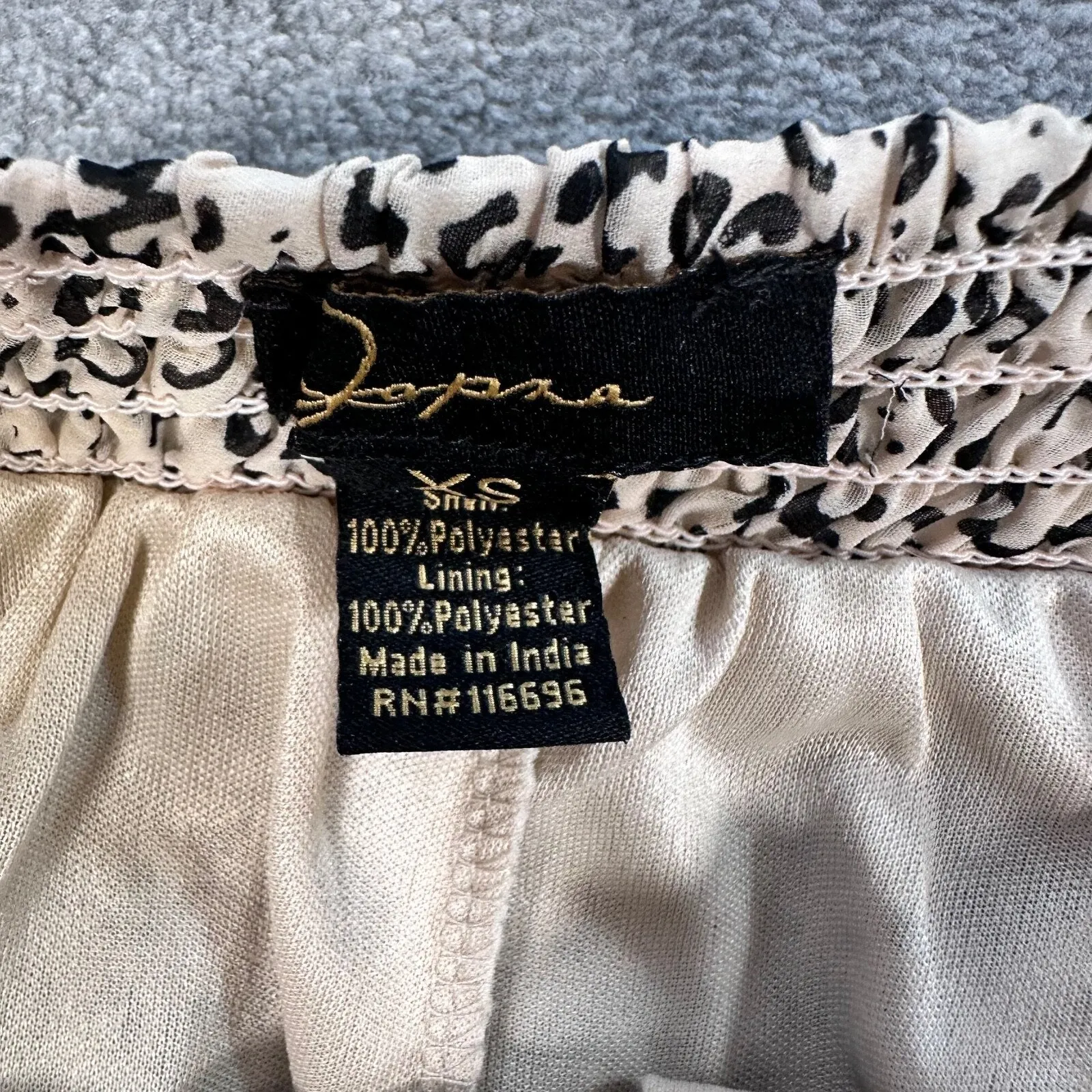 Japna Tiered Ruffle Mini Skirt Animal Print Size X-Small Cream/Black - Image 2