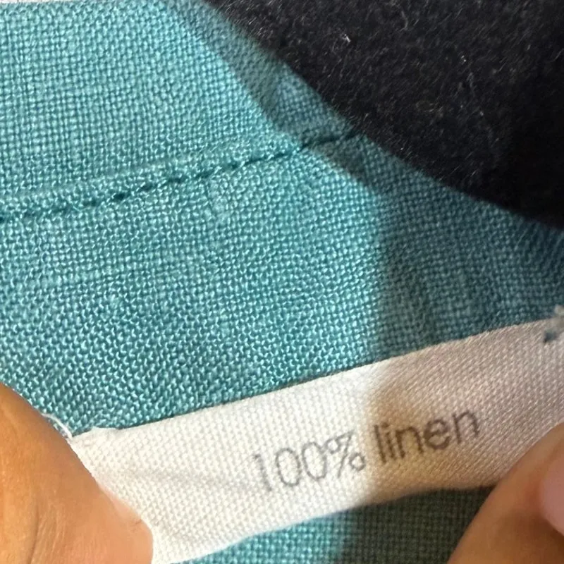 C&C California S Teal Blue Sleeveless 100% Linen Shift Dress Summer Beach Resort - Image 6