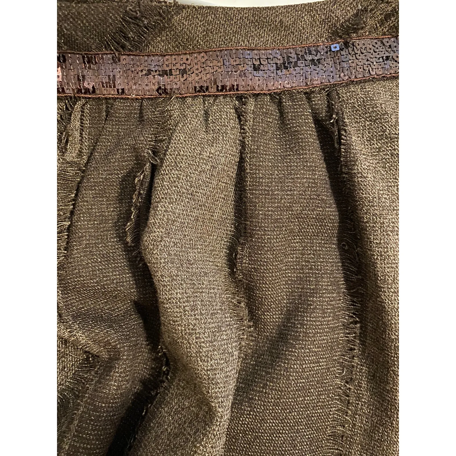 #14 Women's Brown Heavy Fringe Edge A Line Skirt by Dorthee Bis, Sz: 6 - Image 3