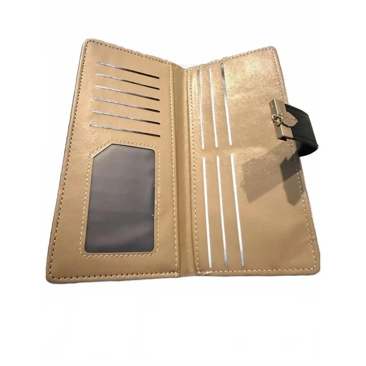 New Women's Black Envelope Wallet with Cutout Gold Leaves Bills Coins ID Cards - Image 8