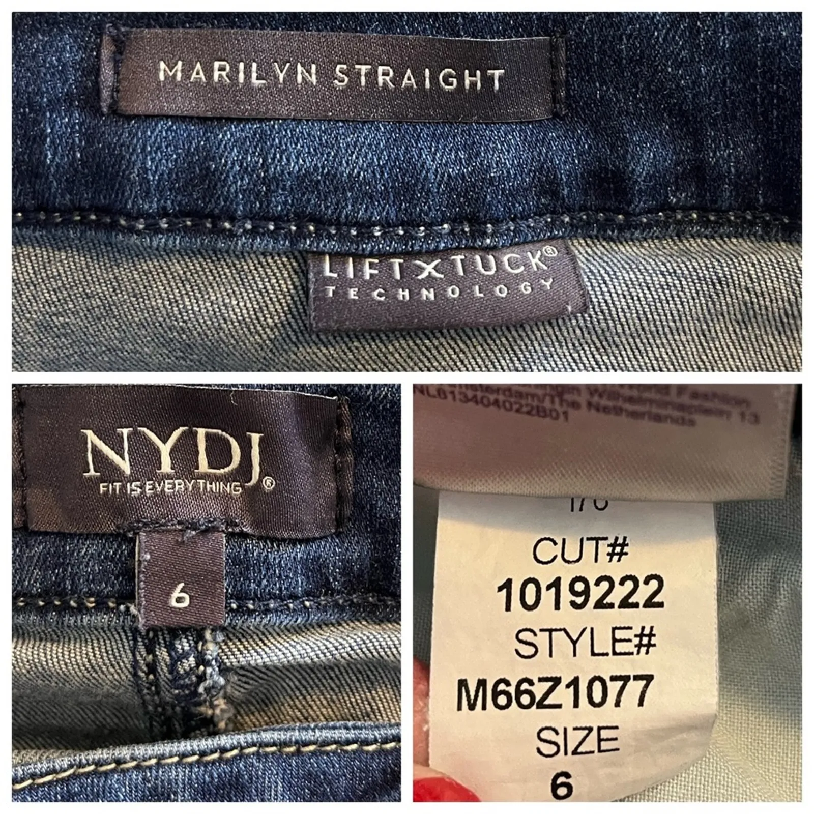 NYDJ Marilyn Straight Leg Mid Rise Medium Blue Wash Stretch Women’s Size 6 - Image 5