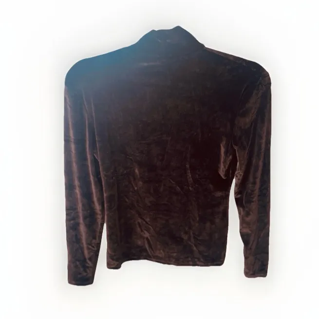 Vintage Express Velvet Mockneck Top S Chocolate Brown Dark Romantic Goth 90s Y2K - Image 5