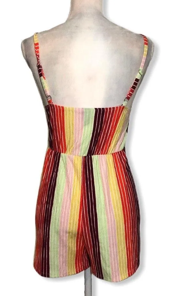Wild Fable NWOT Rainbow Stripe Cutout Tie Front Romper New - Image 3