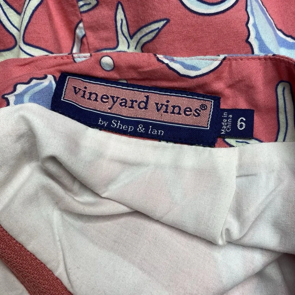 Vineyard Vines Cotton Blend Pink Blue White Seahorse Starfish Skirt Size 6 - Image 4