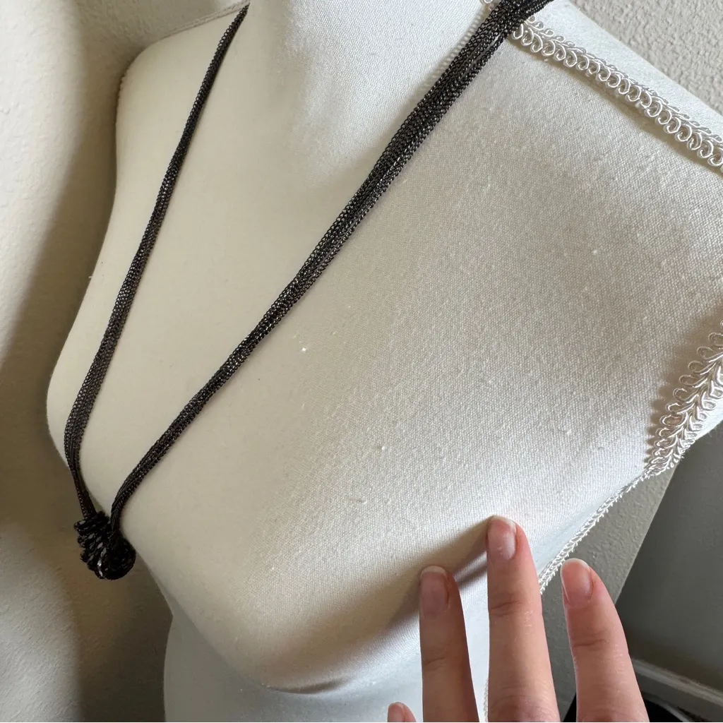 Whimsigoth Grey Multi Chain Long Necklace Ring Pendants Rhinestone Gray - Image 3