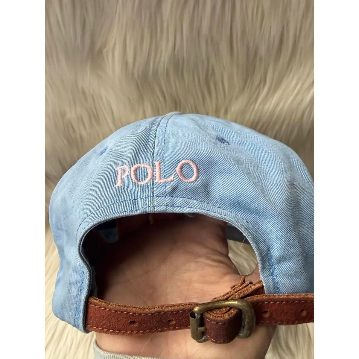 Ralph Lauren Light Blue Polo Cap with Pink Logo - Image 4