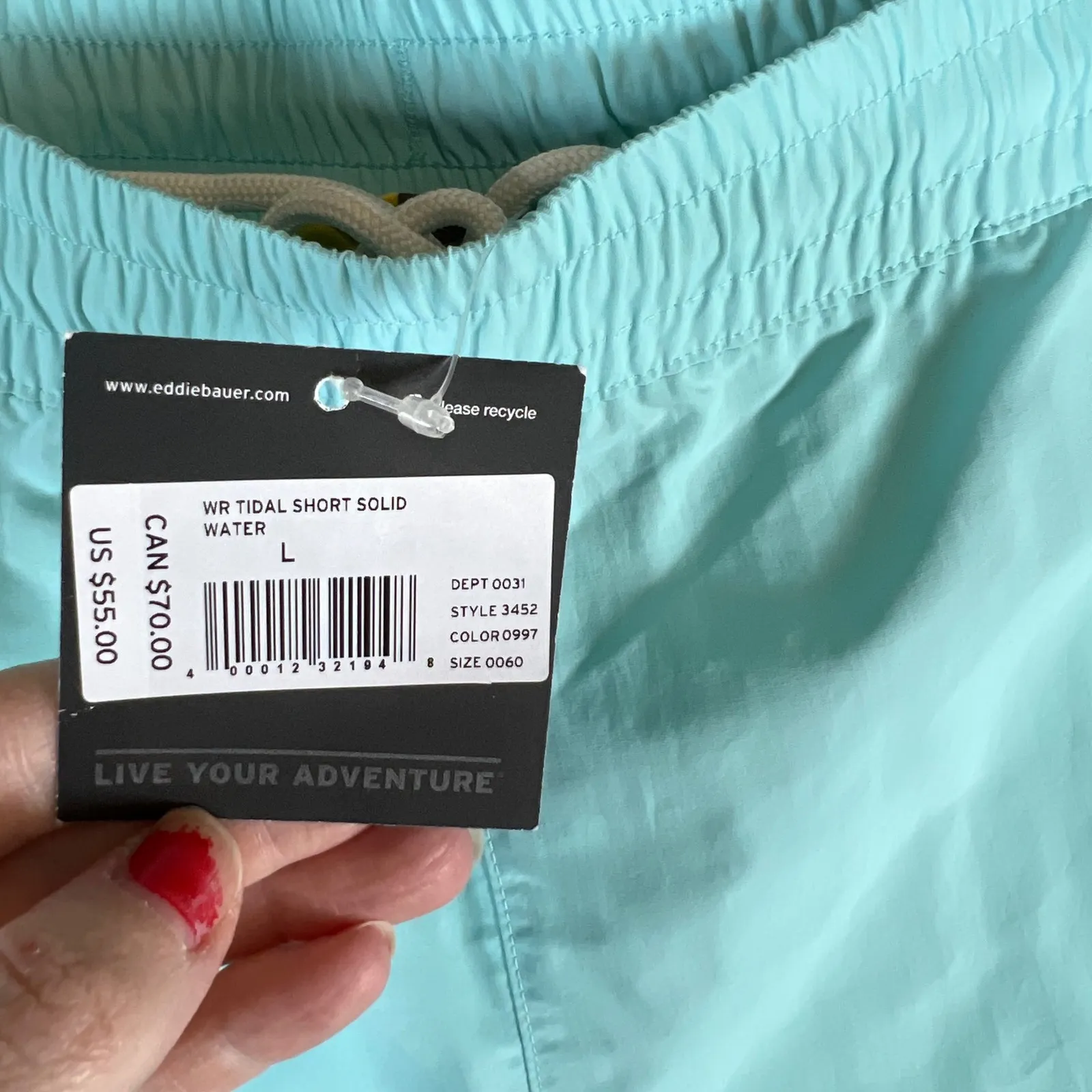 Eddie Bauer Womens WR Tidal Short Solid Water Aqua Blue Size L - Image 3