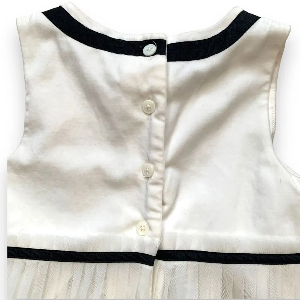 Janie And Jack Holiday Portrait Dress Off White Tiered Tulle Black Ribbon Detail - Image 4