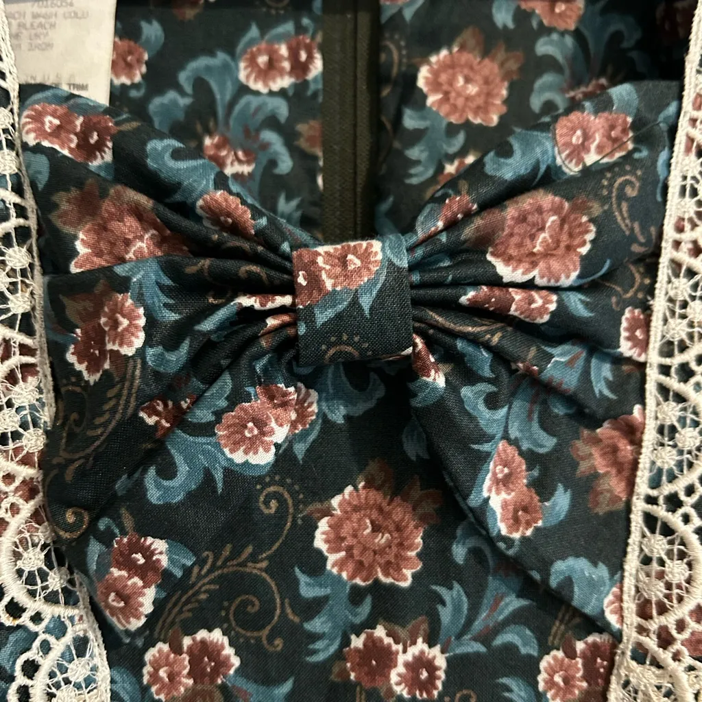 Gunne Sax Vintage Jessica McClintock Floral Prairie Dress Blue Green Size 7 - Image 3