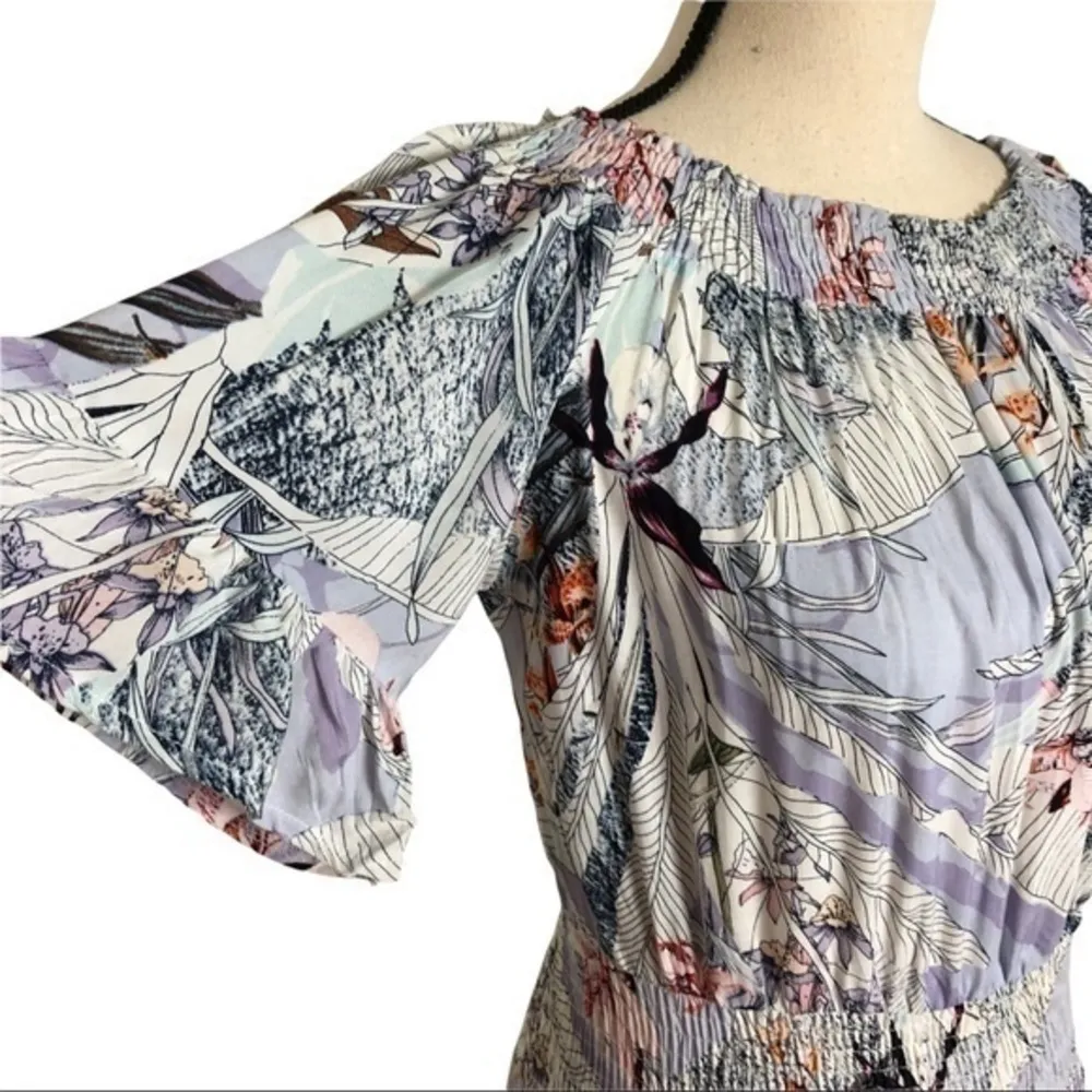 Jaase Floral Maxi Dress With Smock Waist And Neck Size XS - Image 12