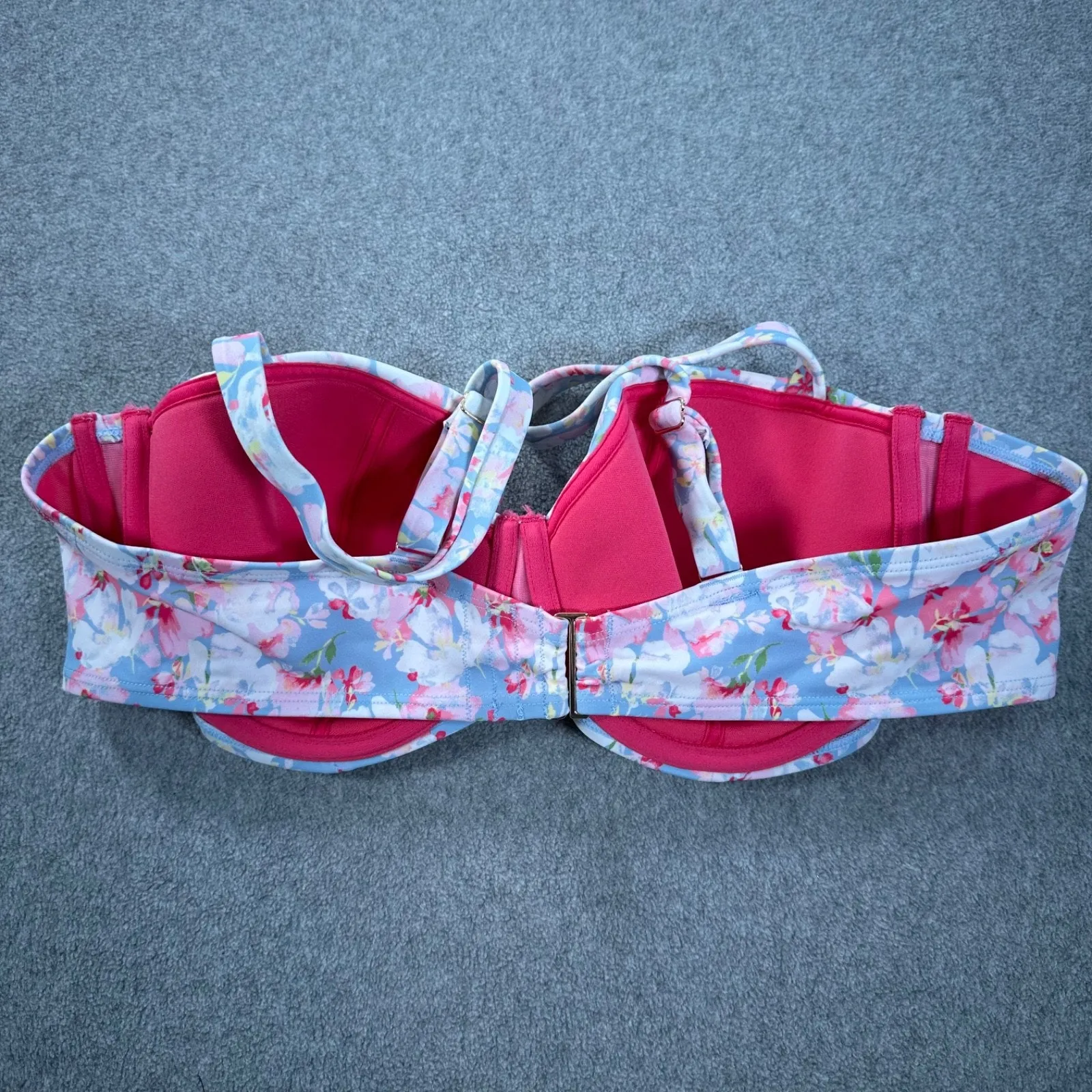 Adore Me Vivien Blue Floral Bikini Swim Top Women's 40DD Underwire Pink Beach - Image 9