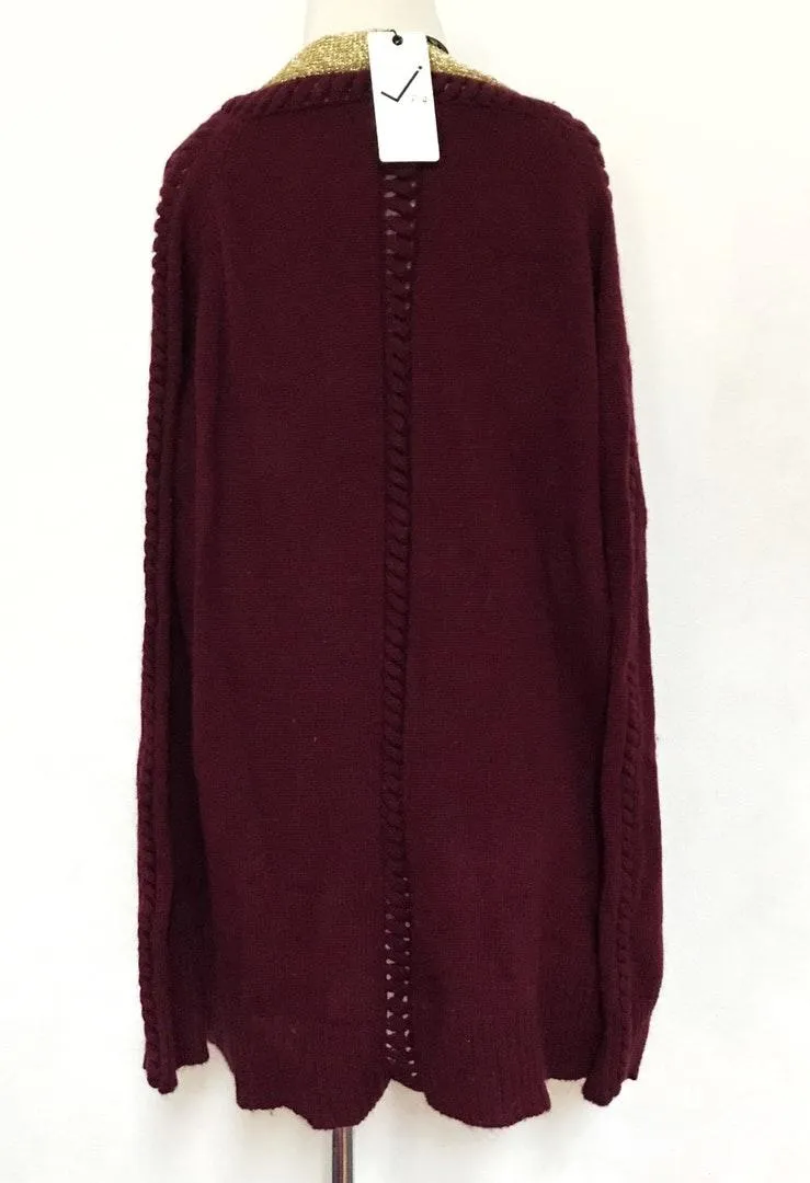 Oversized Braided Contrast Knit Sweater Cardigan Multiple - Image 4