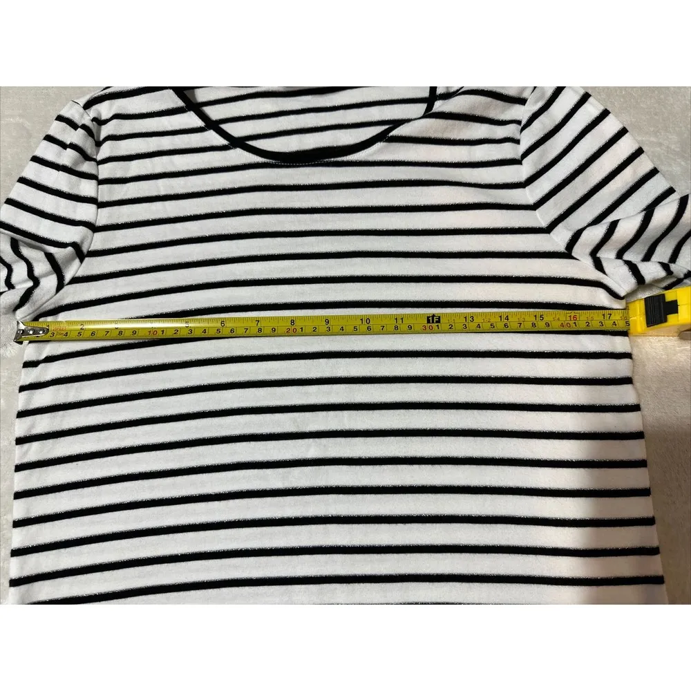 Charter Club Womens Top Sz L Stripped 3/4 Sleeve Round Neck Perfectly Soft Pima - Image 4