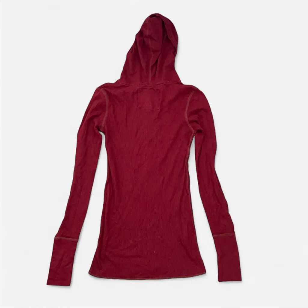 American Eagle Vintage Y2K Waffle Knit Tunic Henley Hoodie Long Sleeve Top - Image 4