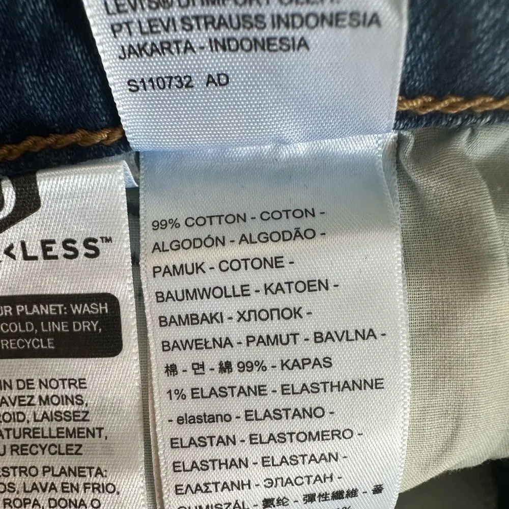 Levi's 70s Inspired High Rise Slim Fit Medium Wash Raw Edge Flare Denim Jeans 28 - Image 13