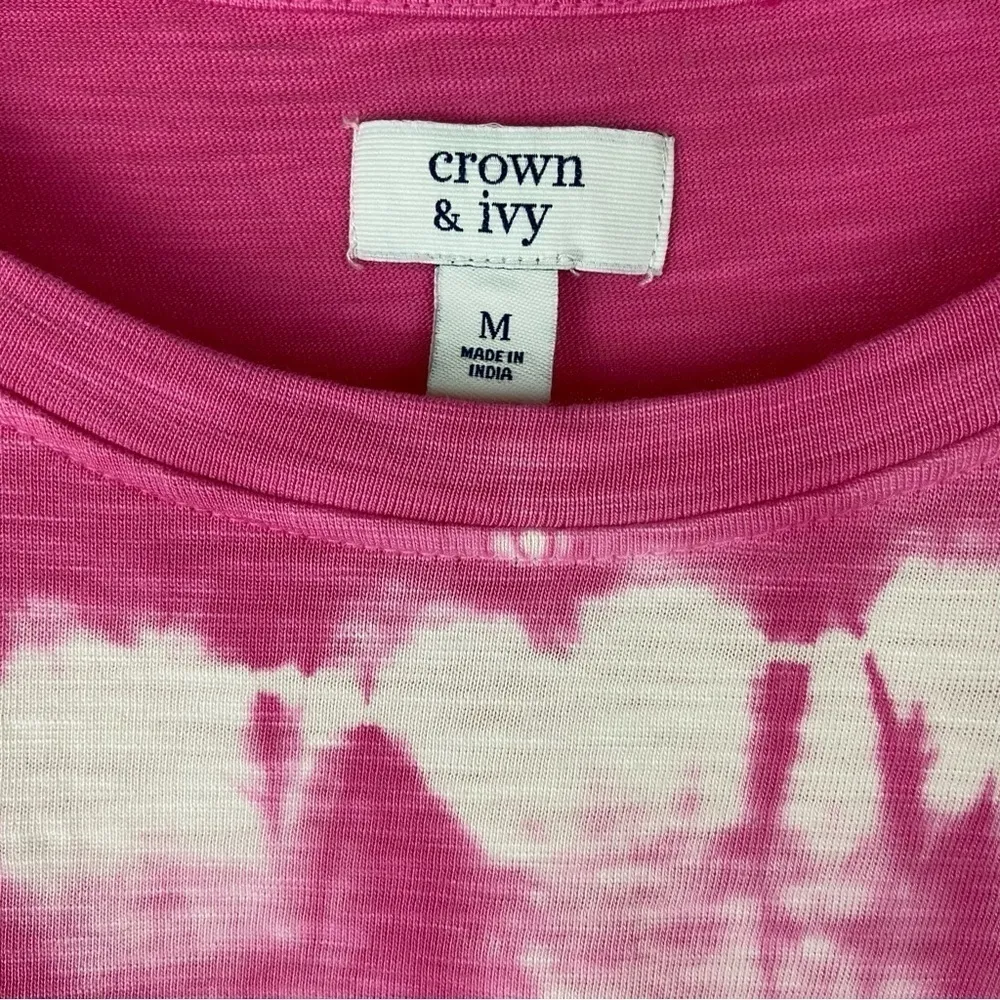 Crown and Ivy Pink Tie Dye Puff Sleeves Top Women’s Size Medium Barbie - Image 13