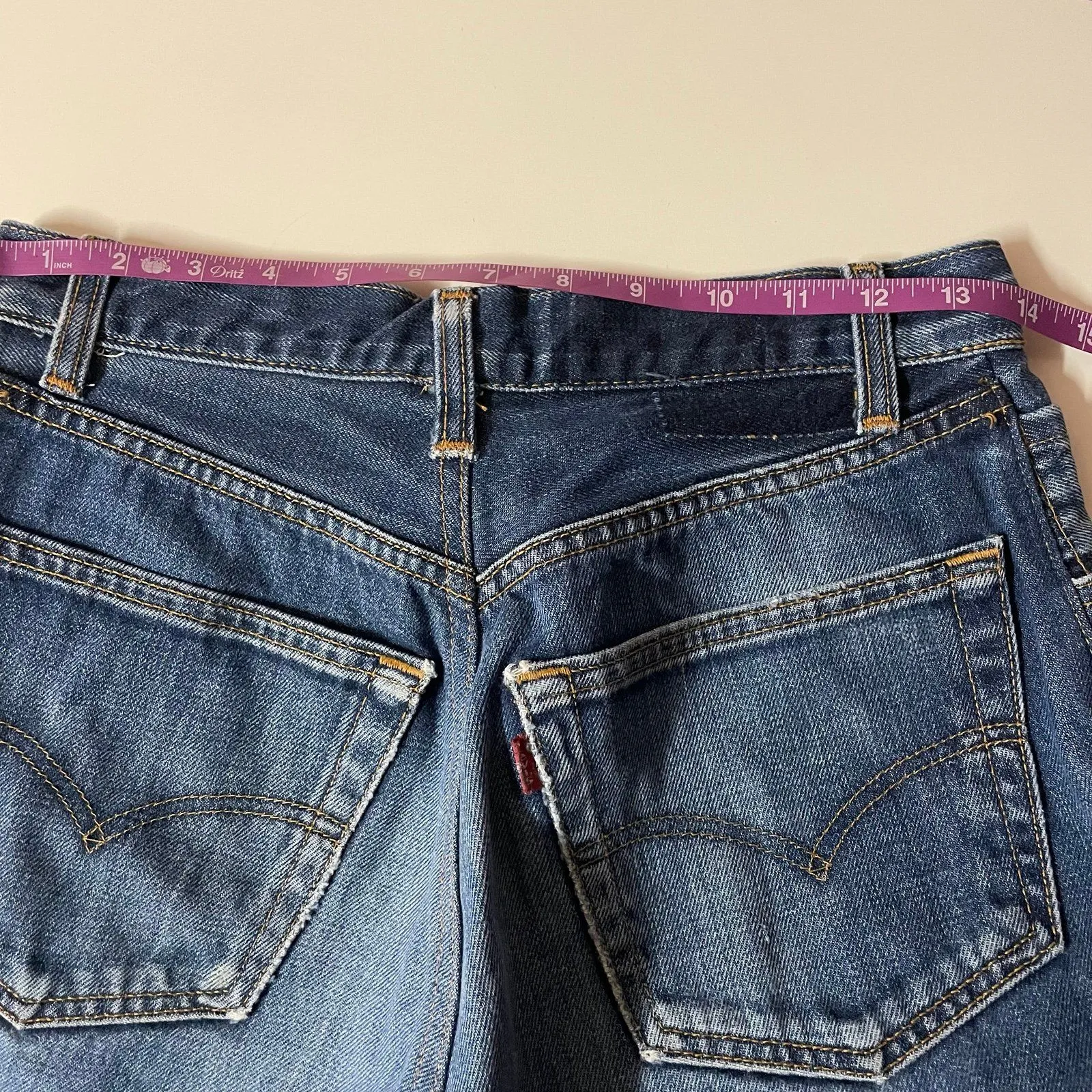 Vintage Levi’s 501 Distressed Dark Wash Cut Off Denim Shorts 27-28” Waist GUC - Image 5