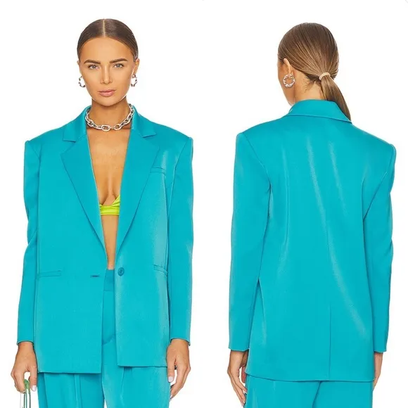 NEW NWOT  Shan Strong Shoulder Blazer In Ocean Floor - Image 2