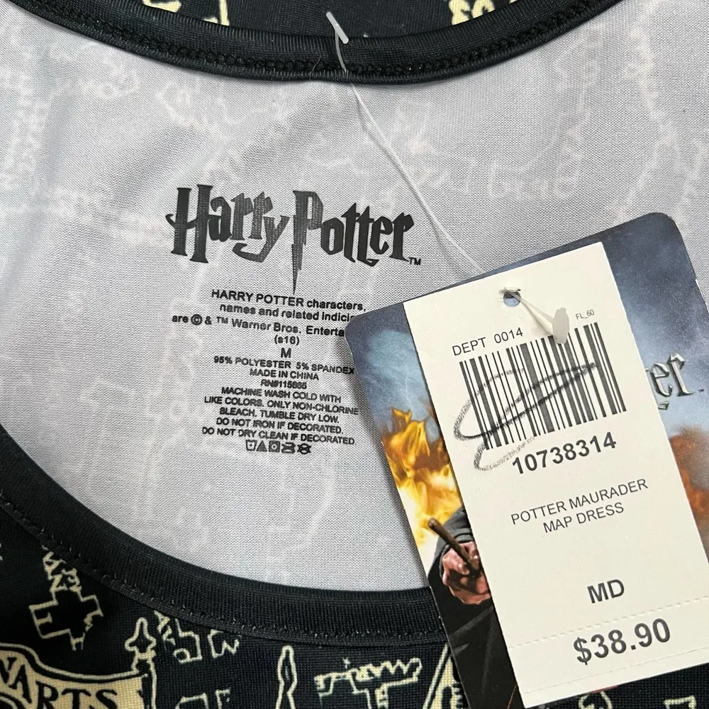 Hot Topic Harry Potter Marauder’s Map Dress Medium Juniors Black NWT - Image 4