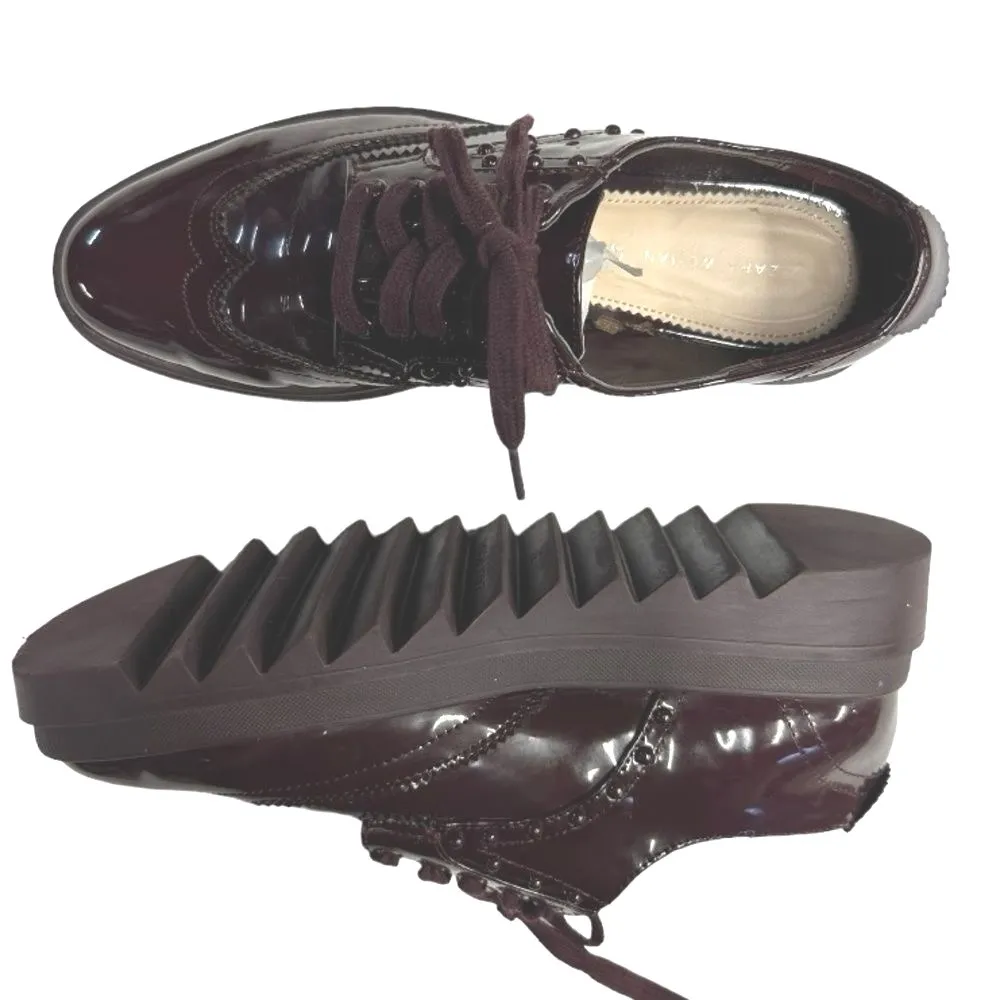 Zara Burgundy Patent Leather Platform Oxfords Women's Zara Size 37 US‎ Size 6.5 - Image 2