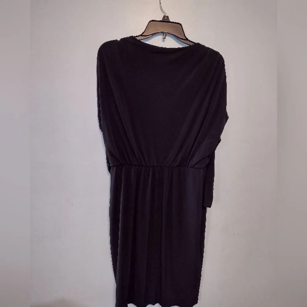 MAGGY LONDON black dress with drape sz 12 - Image 2