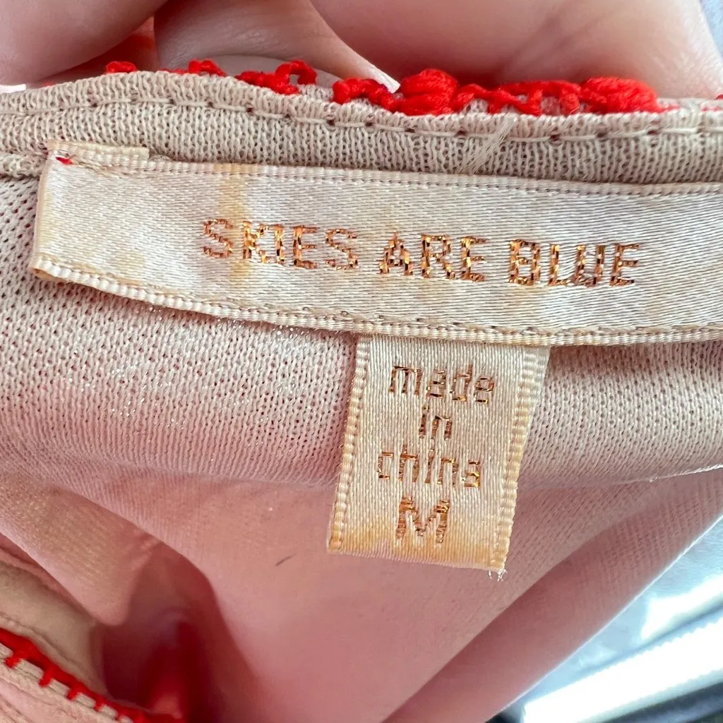 Skies Are Blue Lace Crochet Overlay Short Sleeve Dress Orange Size Medium - Image 8