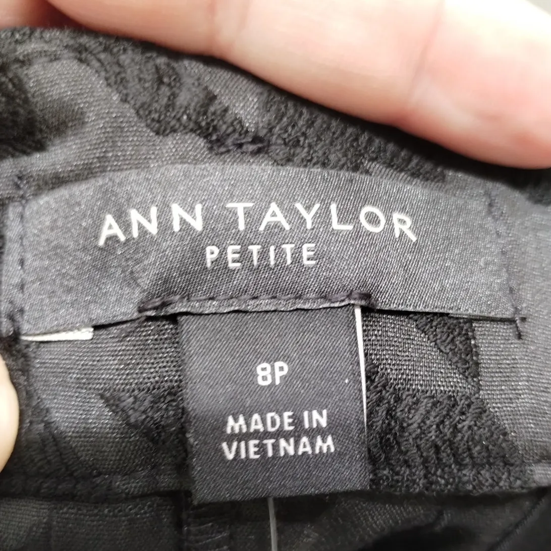 Ann Taylor NWT Size 8p Black Houndstooth Tie Waist Ankle High Rise Tapered Pants - Image 5