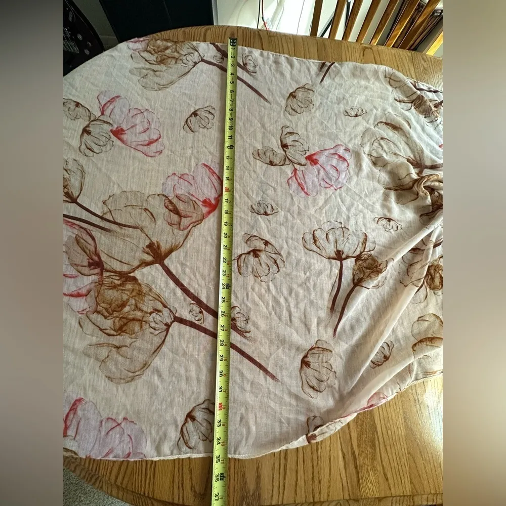 Floral Print Salmon Colored Scarf / Wrap / Shawl - Image 7