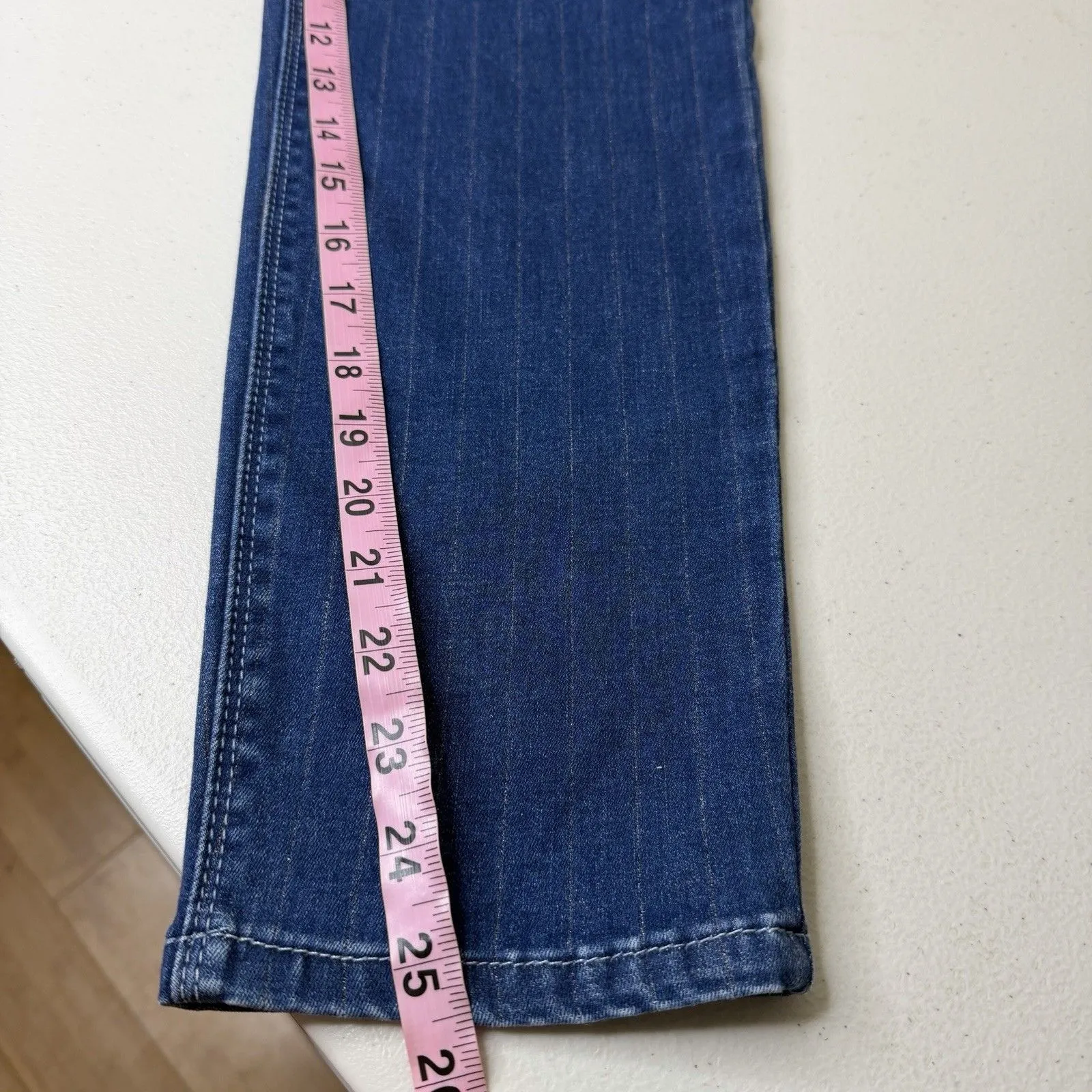 Laurie Felt Jeans Womens 12 Petite Blue Metallic Pin Stripe Ankle Skinny Size 12P - Image 10