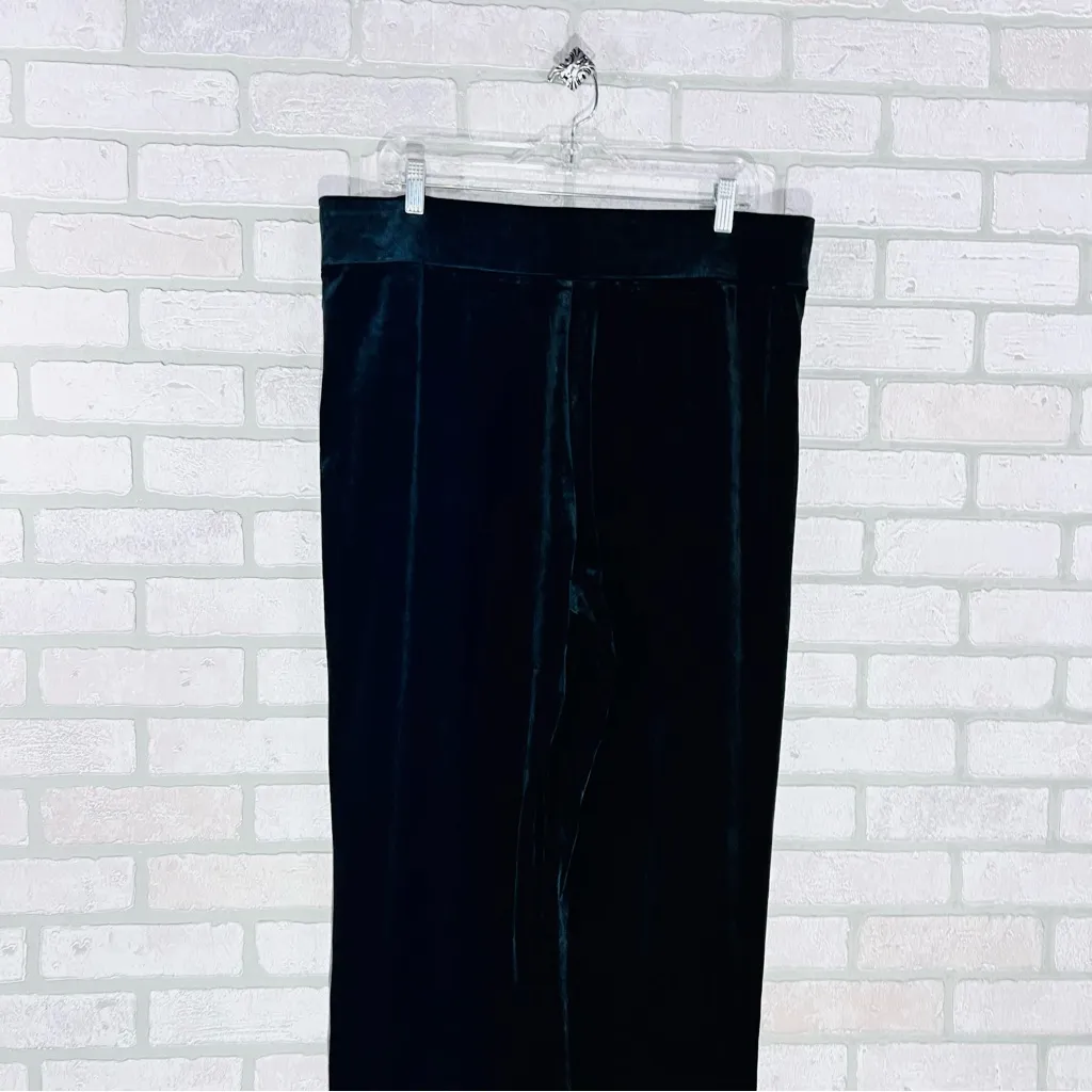 SPANX Velvet Front Slit Hem Wide Leg Pants in Black Size 1X Style 20396Q - Image 9