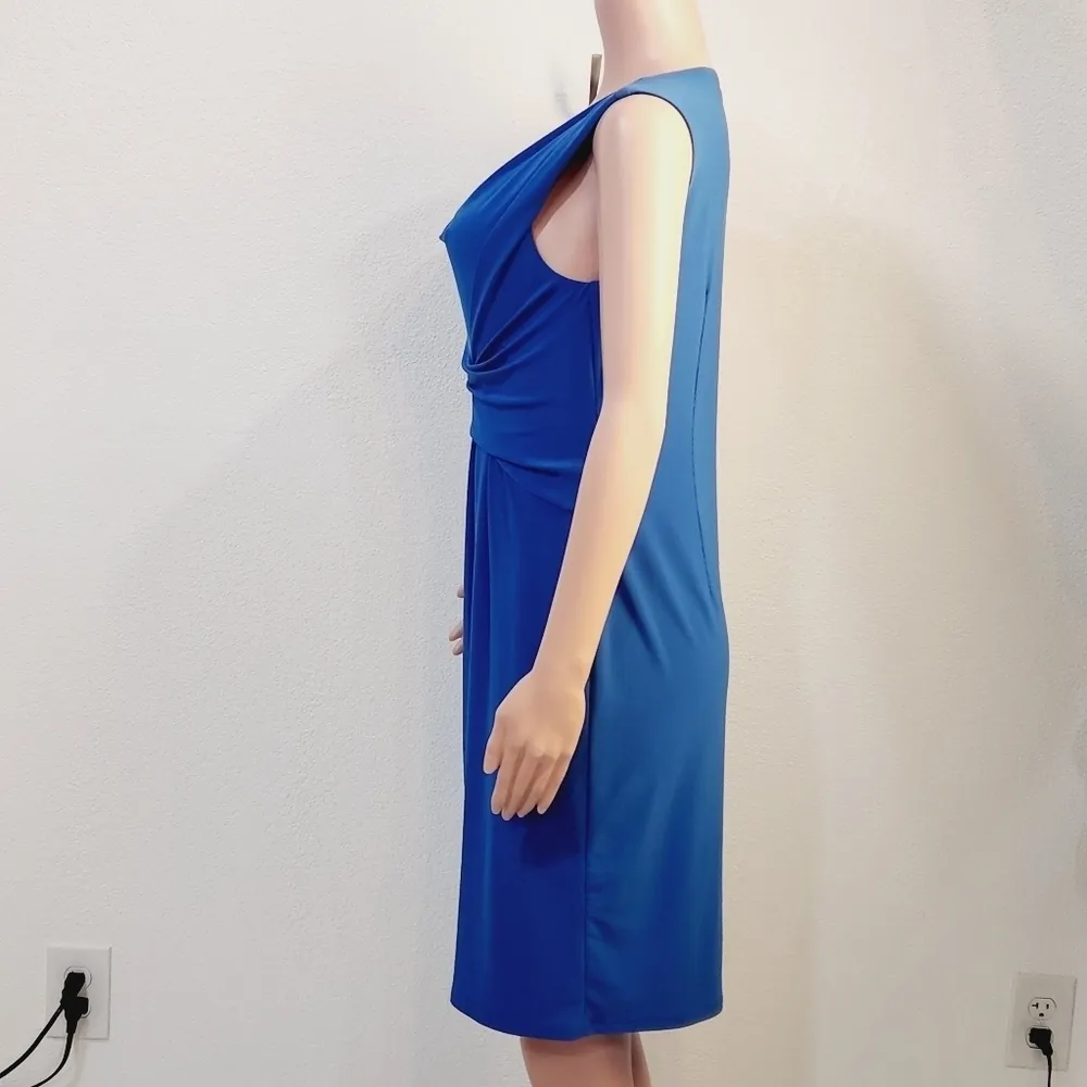 Jones New York Women Cerulean Blue Knit Dress Ruched Size: 10 - Image 5