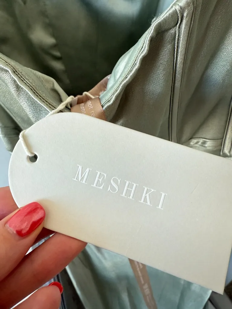 Meshki Dress - Satin Strapless Maxi Dress - Sage - Image 10