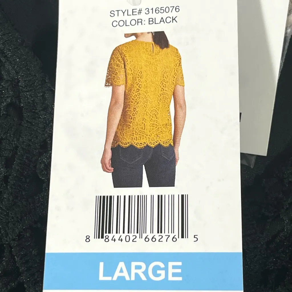 PHILOSOPHY CROCHET BLACK LACE TOP OVERLAY LINED WOMEN LG‎ NEW WITH TAGS - Image 8