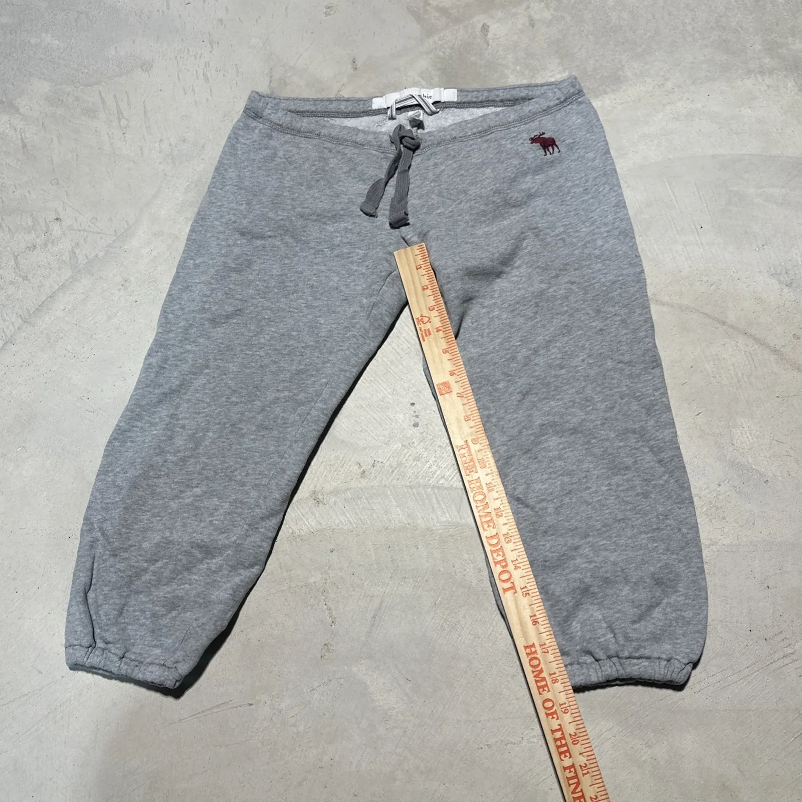 VTG Abercrombie Y2K Spell Out Sweat Pants Capri Womens SZ L Logo 2000s Grey - Image 9