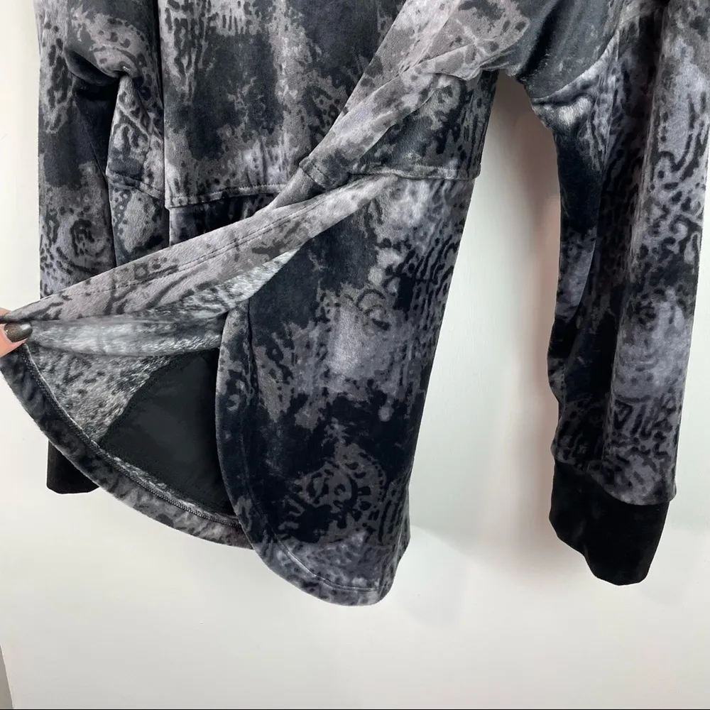 Womens Donna Karan Sleepwear Black Velour Cowlneck Sweatshirt Pants Lounge Set - Image 8